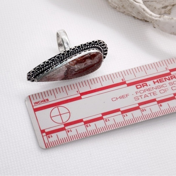 LAGUNA Lace Agate 925 Silver Crystal Ring - Picture 5 of 6